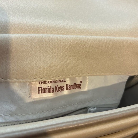 “The Original Florida Keys” Vintage 70s 80s handpainted cream bag. Americana - Picture 7 of 9